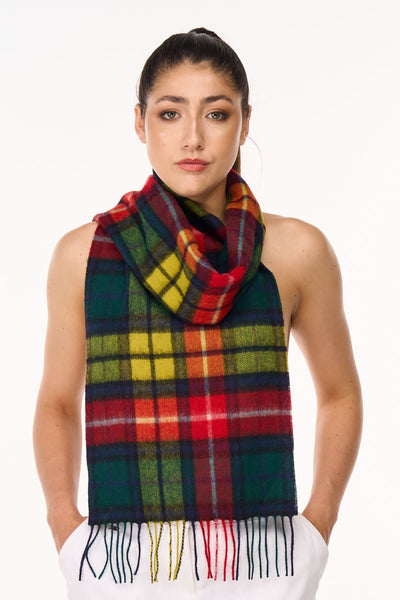 100% Pure Cashmere Scarf Scottish Design Buchanan Tartan - Big Size