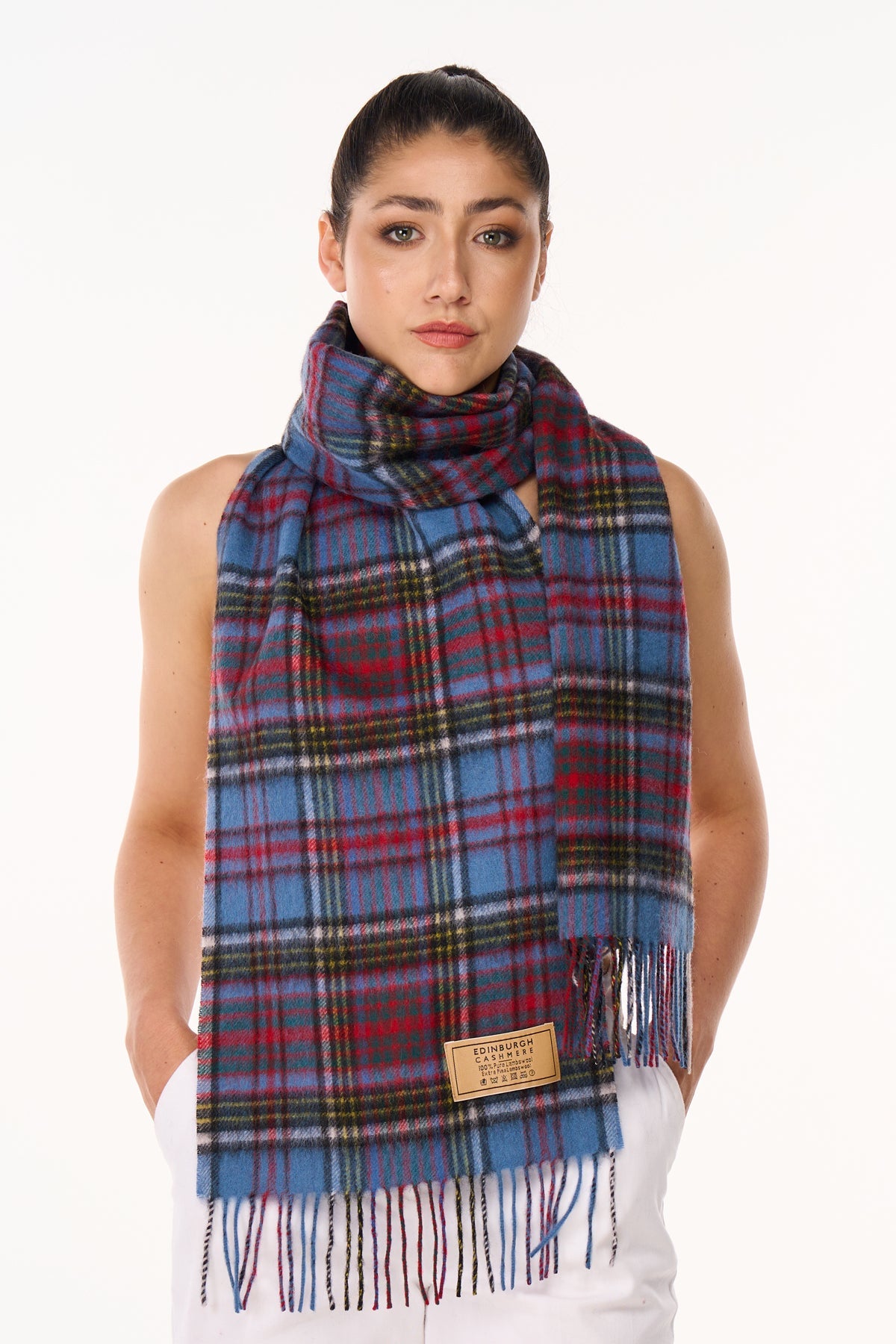 100% Pure Cashmere Scarf Design Anderson Tartan - Big Size