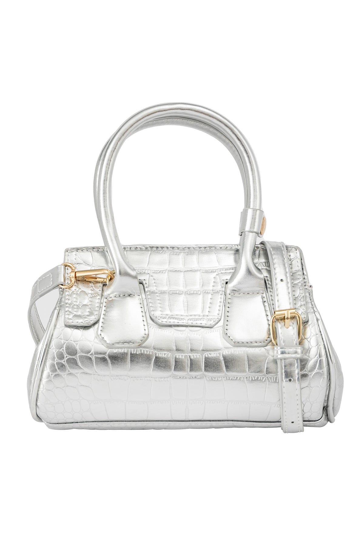 Women's Handbag Lucchi Design - Croco Silver