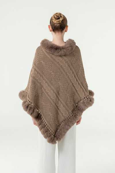 Scott Cashmere Women's Poncho Exclusive Design - Beige