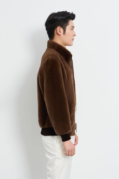 Scott Cashmere Men's Fur Jacket Exclusive Design - Brown