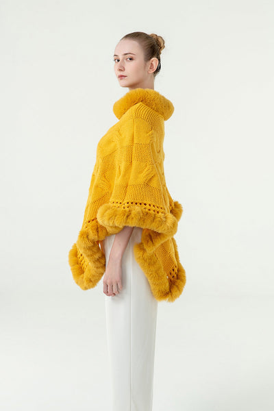 Scott Cashmere Women's Poncho Exclusive Design - Yellow