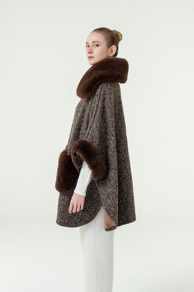 Scott Cashmere Women's Cape Exclusive Design - Brown