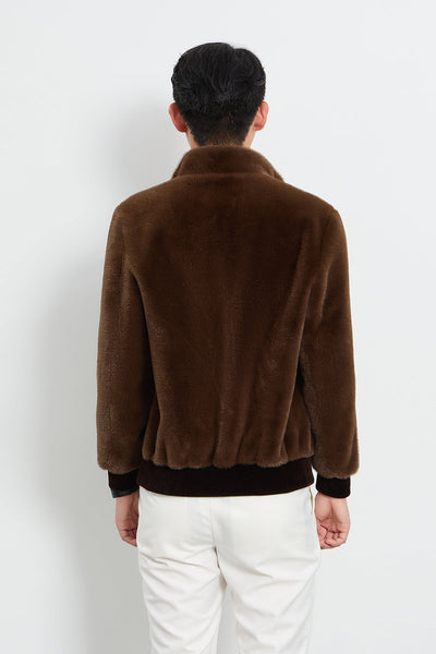 Scott Cashmere Men's Fur Jacket Exclusive Design - Brown