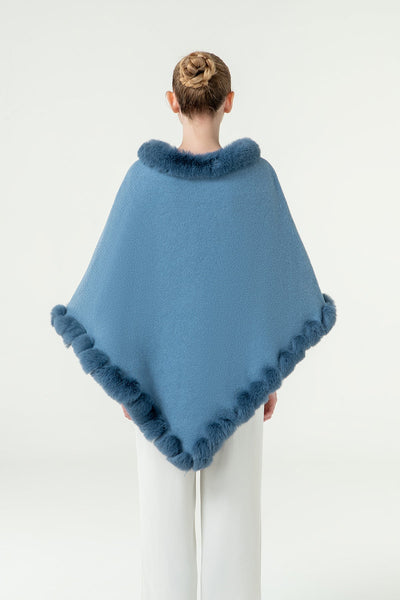 Scott Cashmere Women's Poncho Exclusive Design - Blue