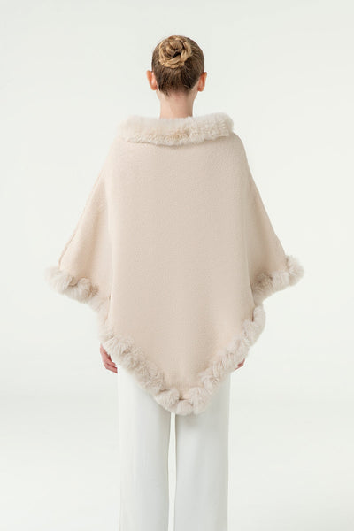 Scott Cashmere Women's Poncho Exclusive Design - Cream