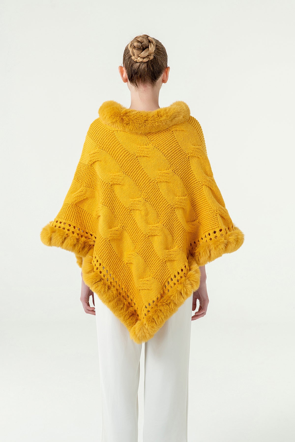 Scott Cashmere Women's Poncho Exclusive Design - Yellow