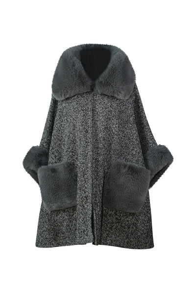 Scott Cashmere Women's Cape Exclusive Design - Dark Grey