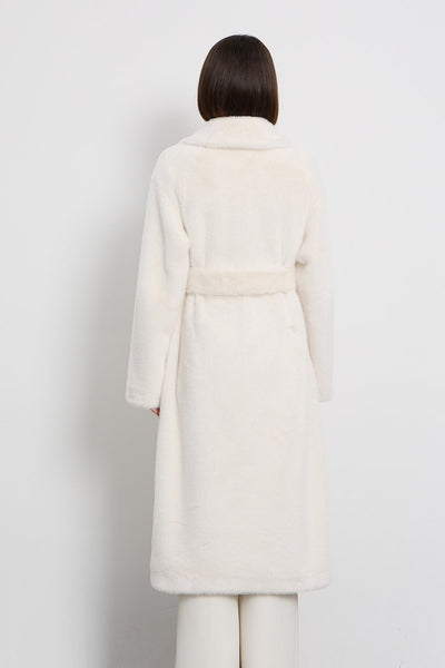 Scott Cashmere Women's Fur Long Coat Exclusive Design - White