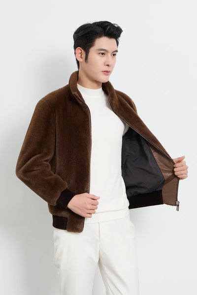 Scott Cashmere Men's Fur Jacket Exclusive Design - Brown