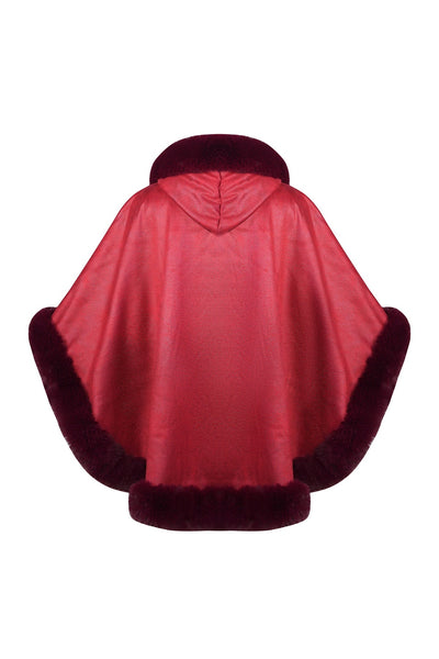 Scott Cashmere Women's Hooded Cape Exclusive Design - Red