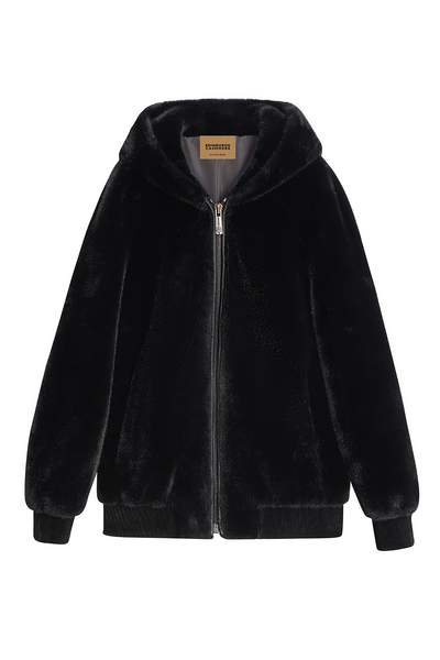 Scott Cashmere Men's Hooded Fur Jacket Exclusive Design - Black