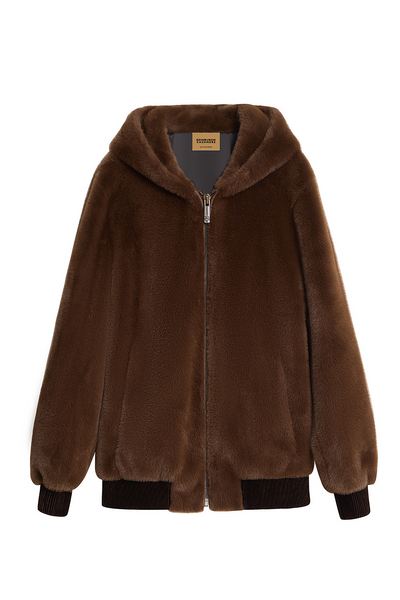 Scott Cashmere Men's Fur Jacket Exclusive Design - Brown