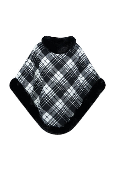 Scott Cashmere Women's Poncho Exclusive Design - Black/White