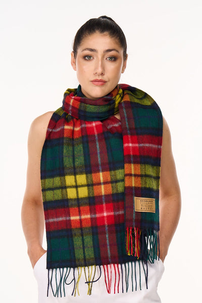 100% Pure Cashmere Scarf Scottish Design Buchanan Tartan - Big Size