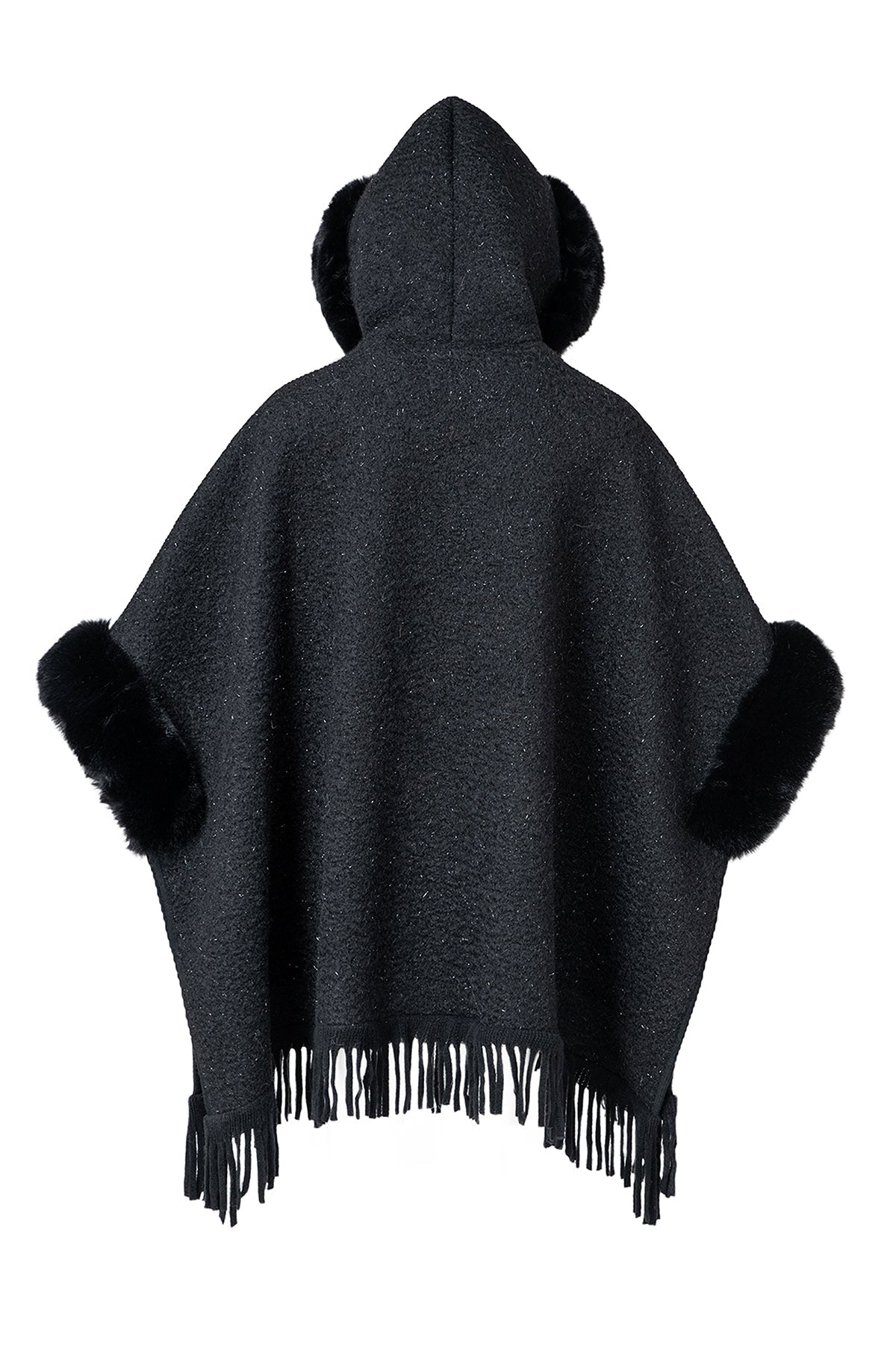 Scott Cashmere Women's Hooded Cape Exclusive Design - Black