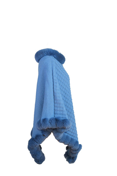 Scott Cashmere Women's Poncho Exclusive Design - Blue