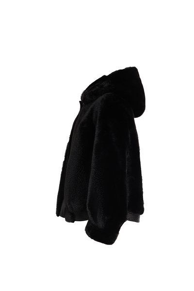 Scott Cashmere Women's Hooded Fur Jacket Exclusive Design - Black