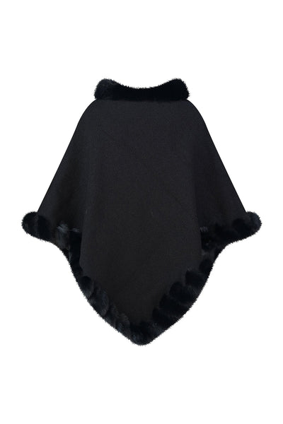 Scott Cashmere Women's Poncho Exclusive Design - Black