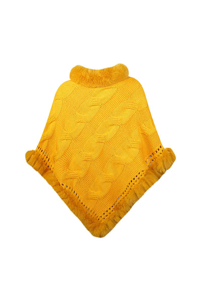 Scott Cashmere Women's Poncho Exclusive Design - Yellow