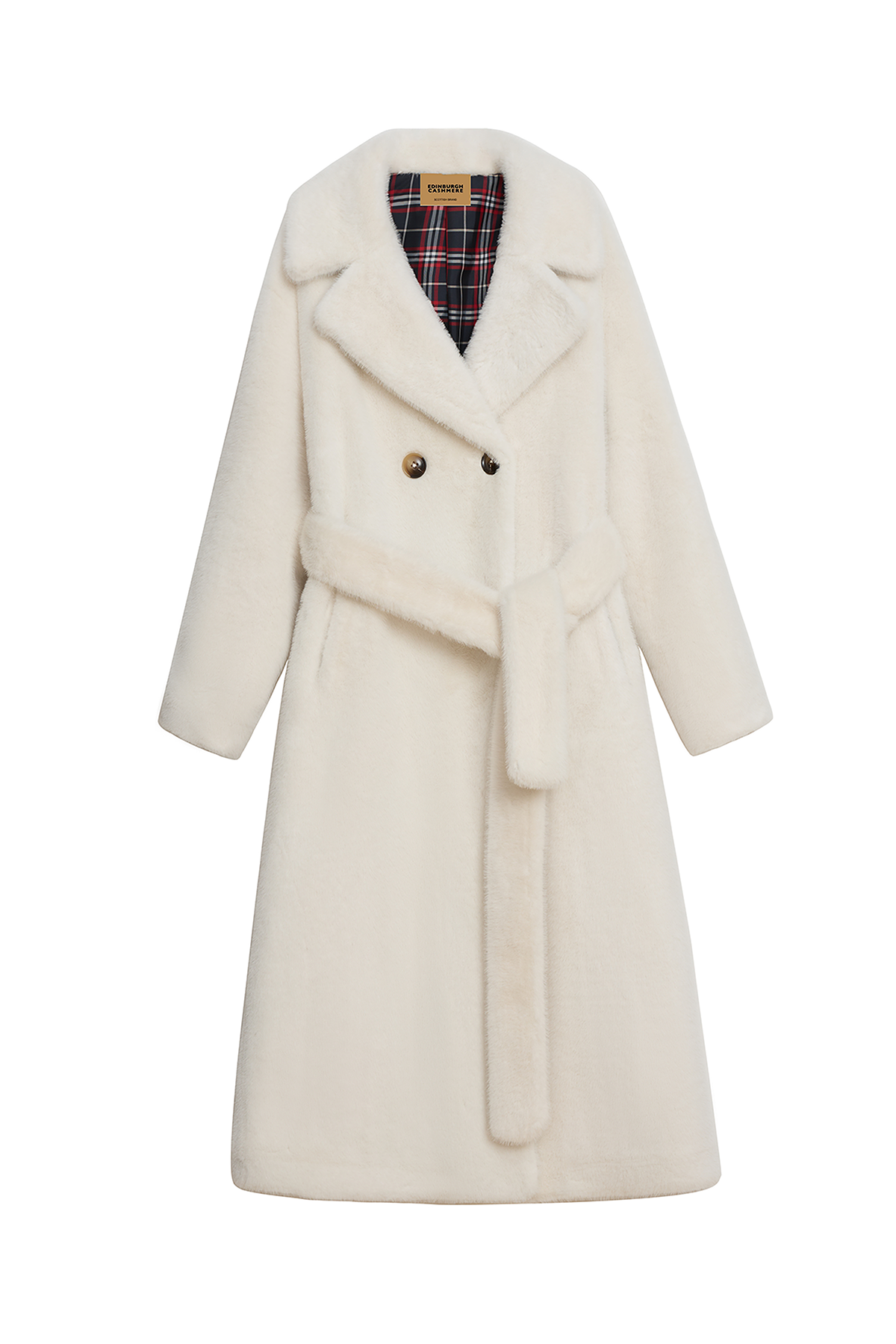 Scott Cashmere Women's Fur Long Coat Exclusive Design - White