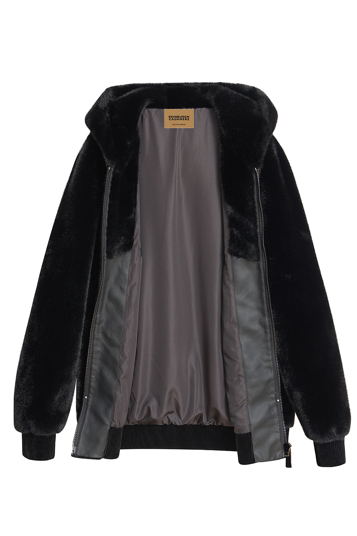 Scott Cashmere Men's Hooded Fur Jacket Exclusive Design - Black