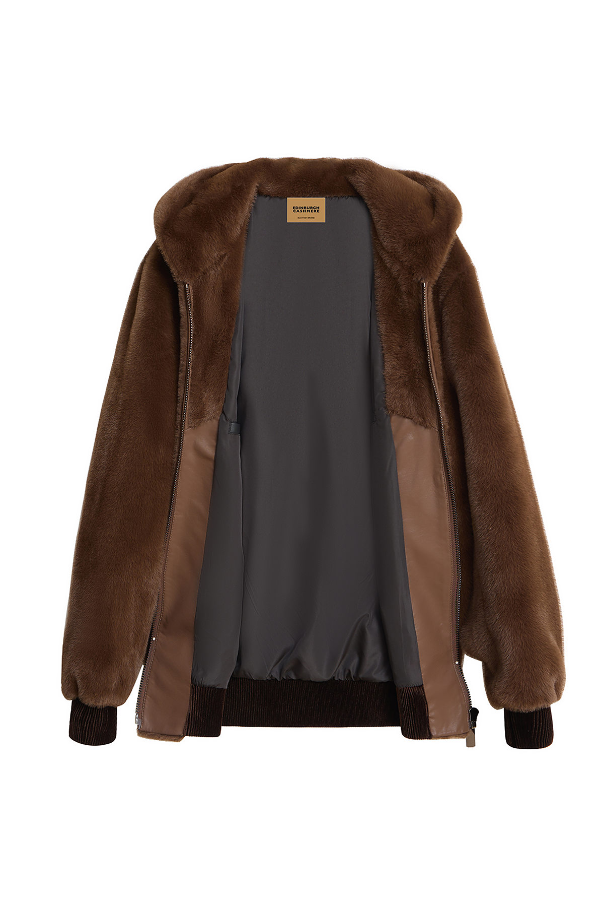 Scott Cashmere Men's Fur Jacket Exclusive Design - Brown