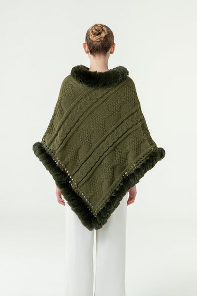 Scott Cashmere Women's Poncho Exclusive Design - Green