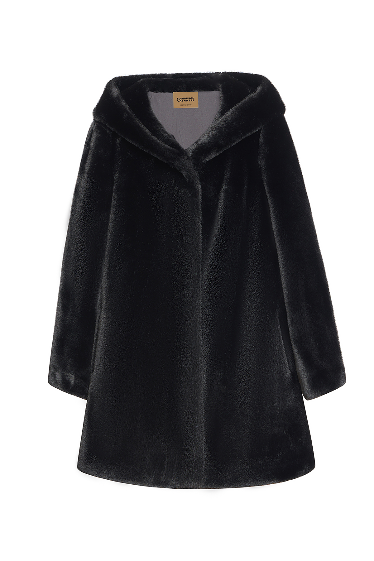 Scott Cashmere Women's Hooded Fur Short Coat Exclusive Design - Black