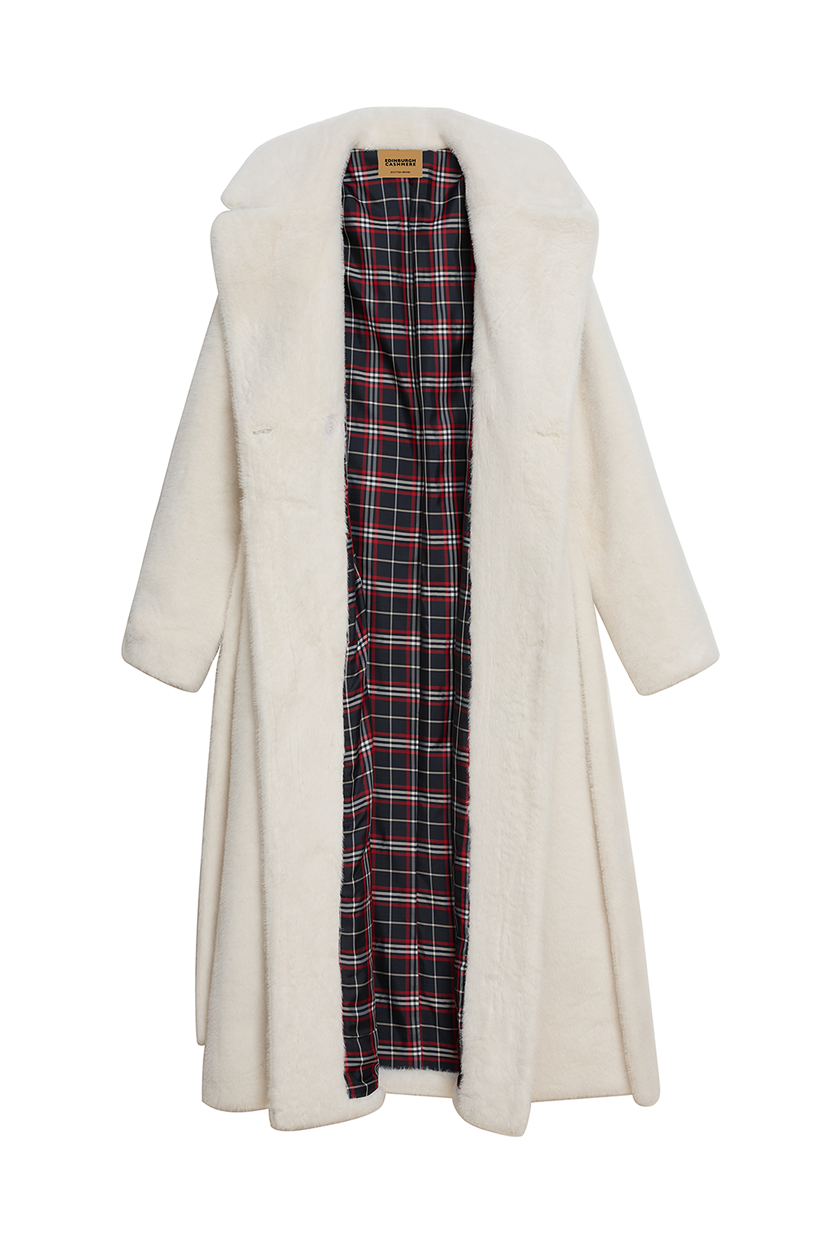 Scott Cashmere Women's Fur Long Coat Exclusive Design - White