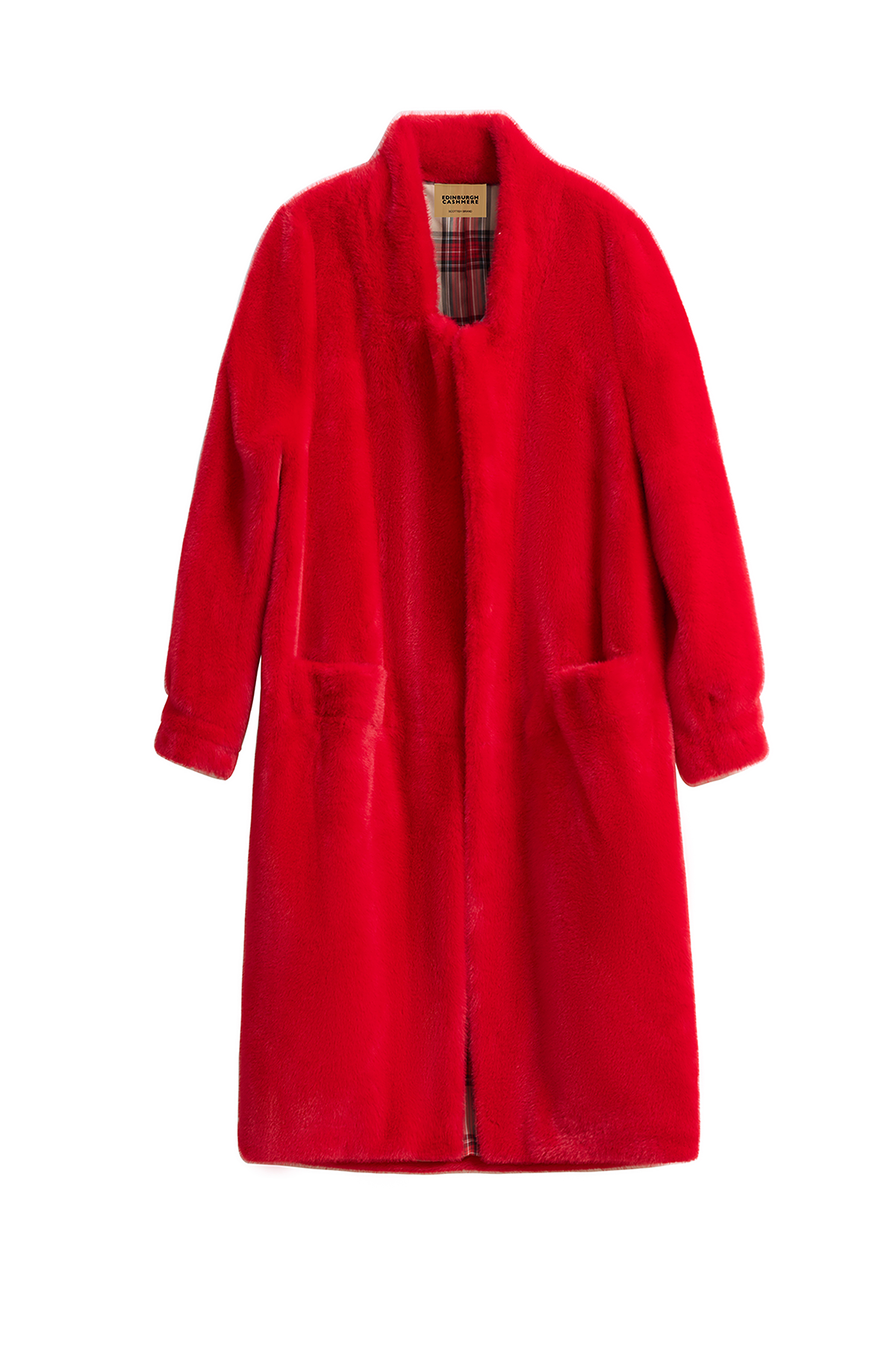 Scott Cashmere Women's Fur Long Coat Exclusive Design - Red