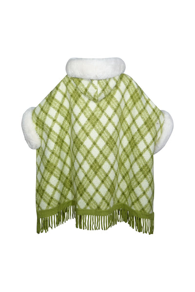 Scott Cashmere Women's Hooded Cape Exclusive Design - Green