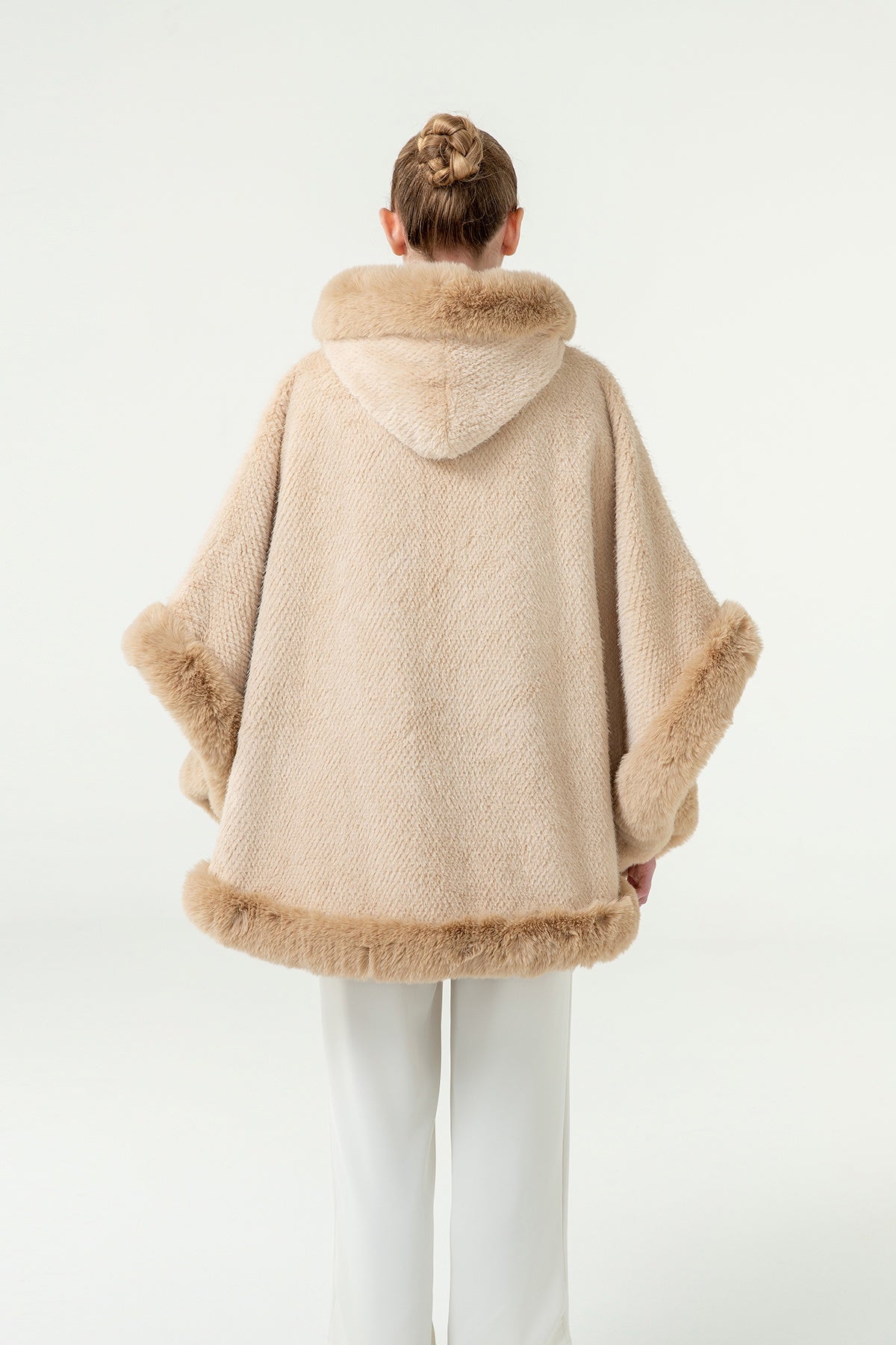 Scott Cashmere Women's Hooded Cape Exclusive Design - Beige