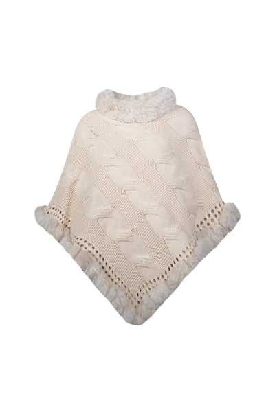 Scott Cashmere Women's Poncho Exclusive Design - White