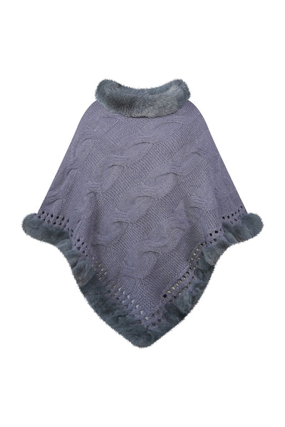 Scott Cashmere Women's Poncho Exclusive Design - Grey