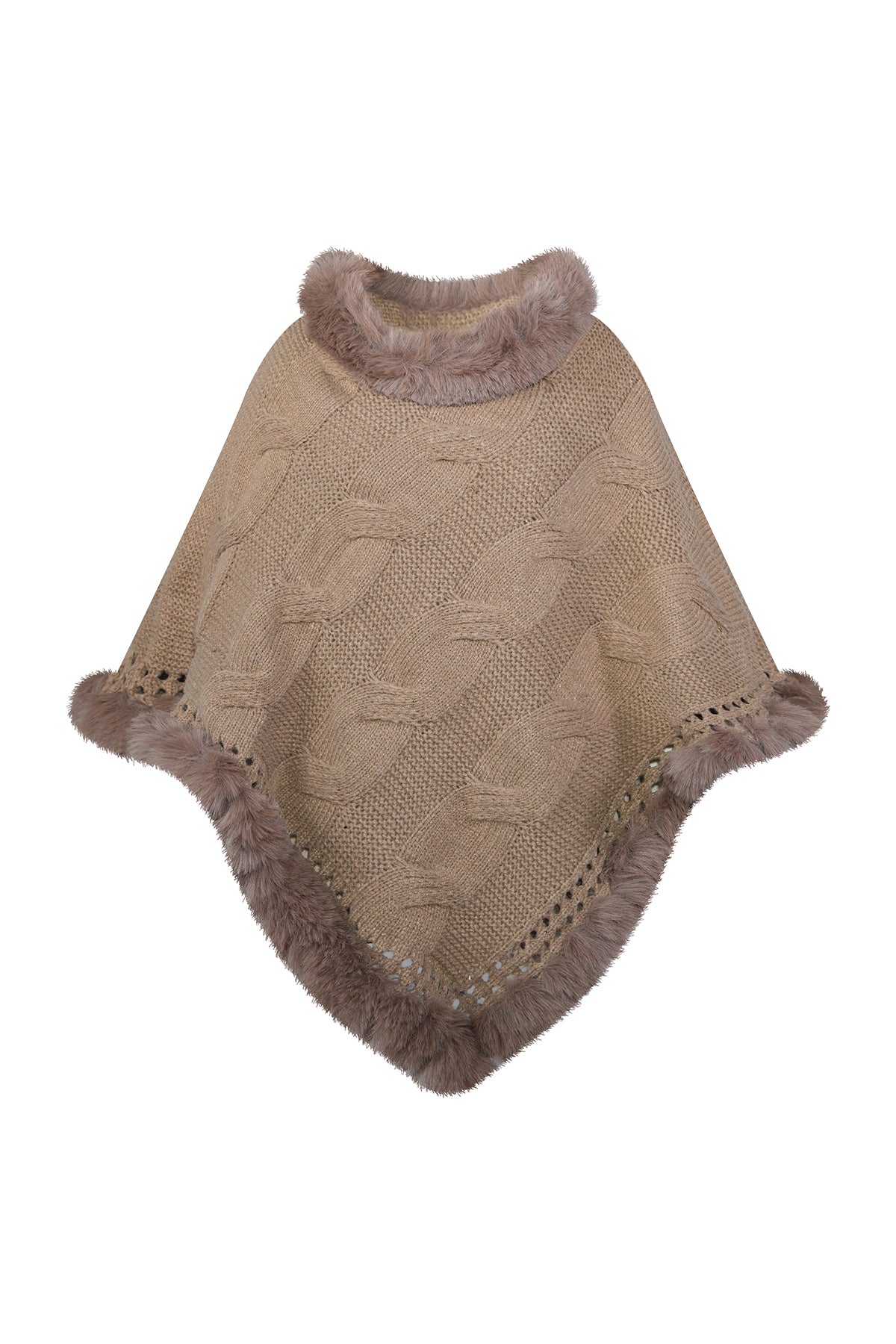 Scott Cashmere Women's Poncho Exclusive Design - Beige