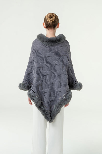 Scott Cashmere Women's Poncho Exclusive Design - Grey