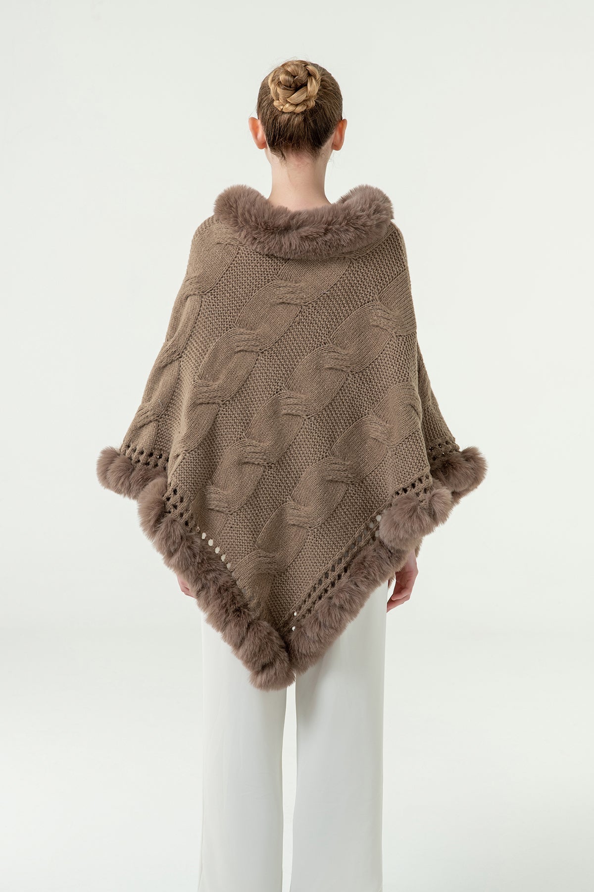 Scott Cashmere Women's Poncho Exclusive Design - Beige