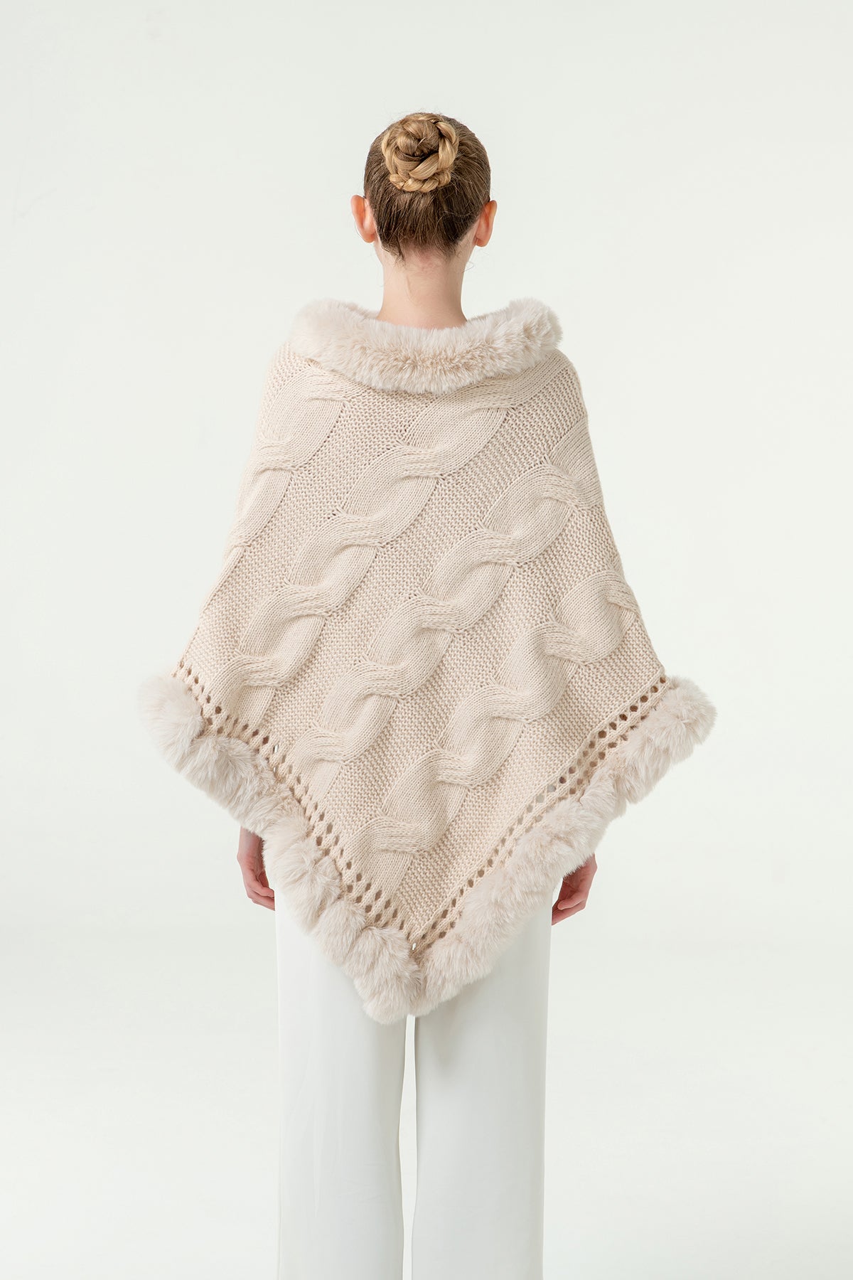 Scott Cashmere Women's Poncho Exclusive Design - White