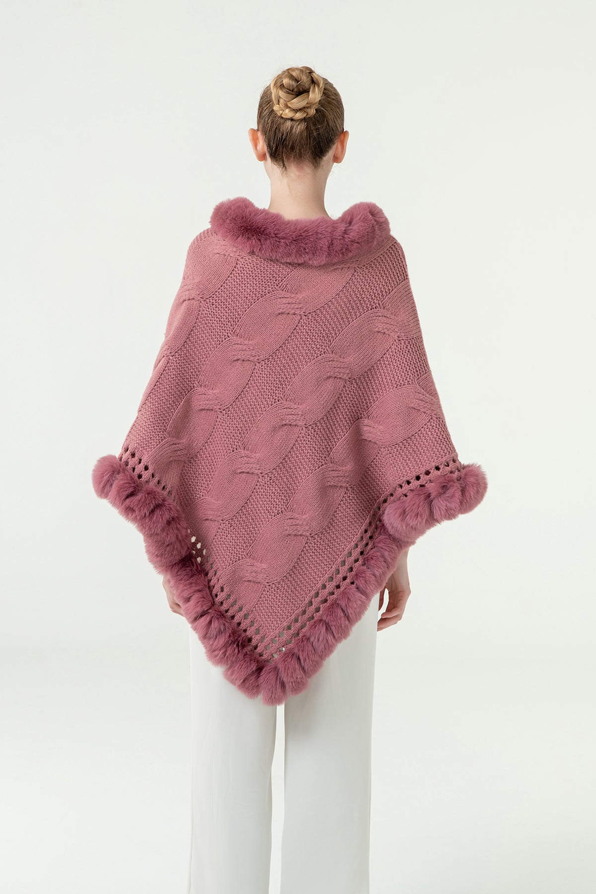 Scott Cashmere Women's Poncho Exclusive Design - Pink