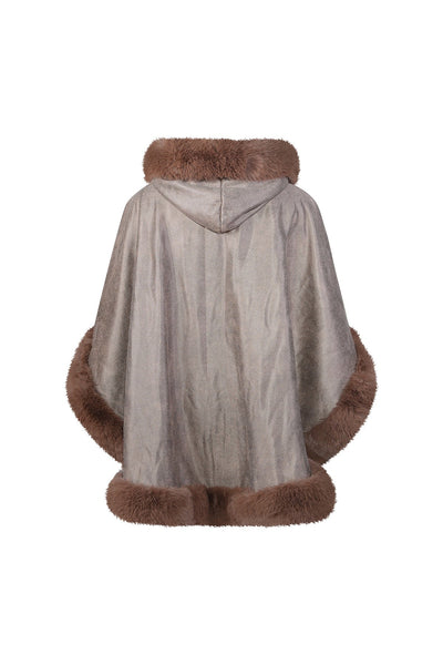 Scott Cashmere Women's Hooded Cape Exclusive Design - Brown