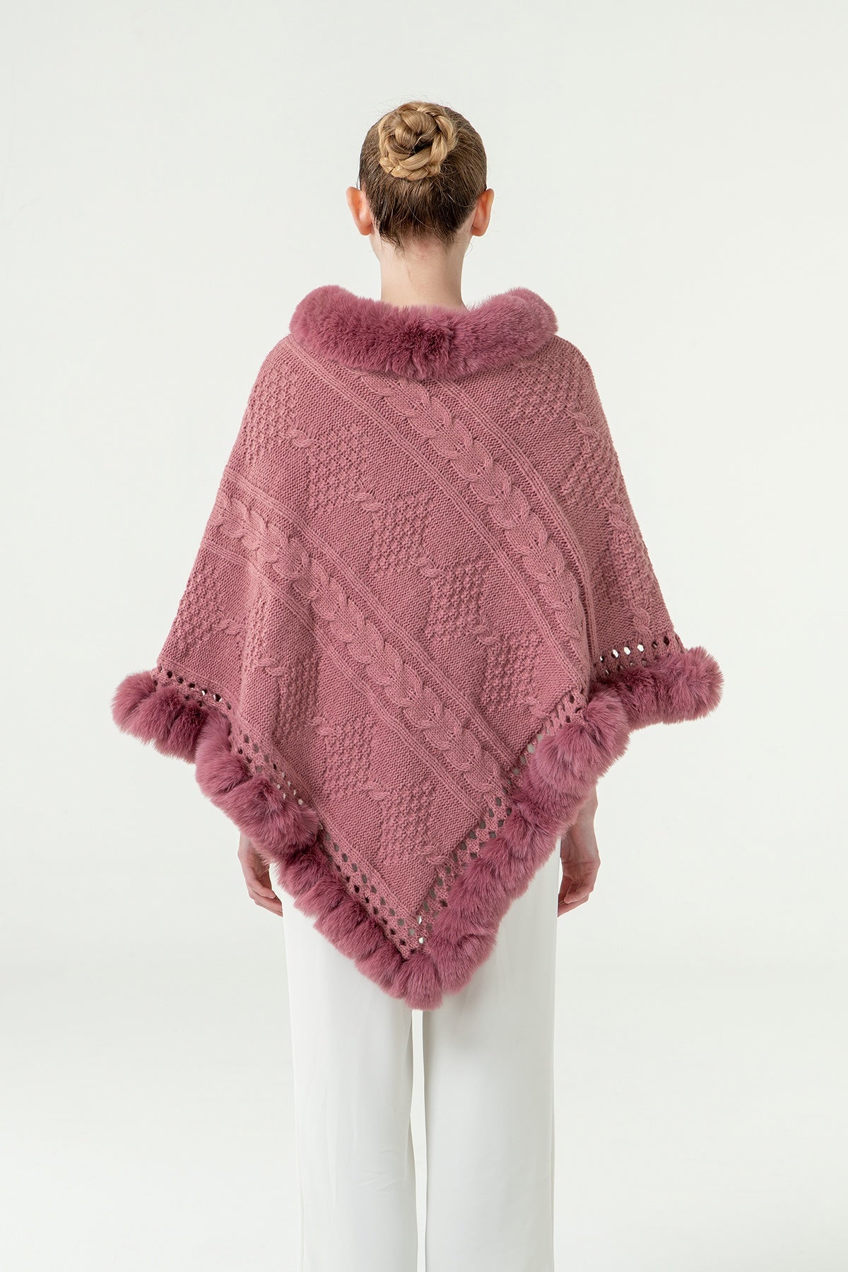 Scott Cashmere Women's Poncho Exclusive Design - Pink