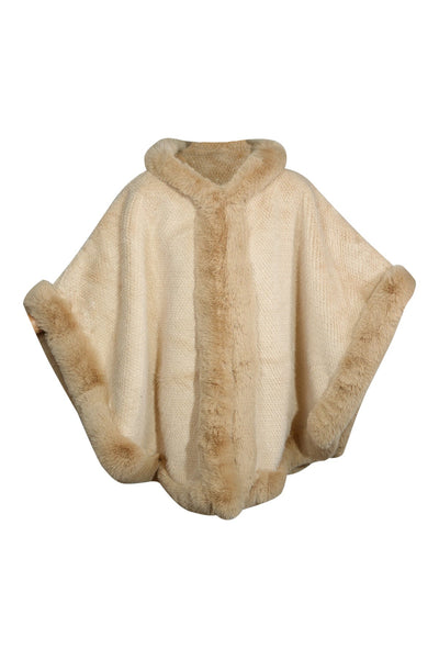 Scott Cashmere Women's Hooded Cape Exclusive Design - Beige