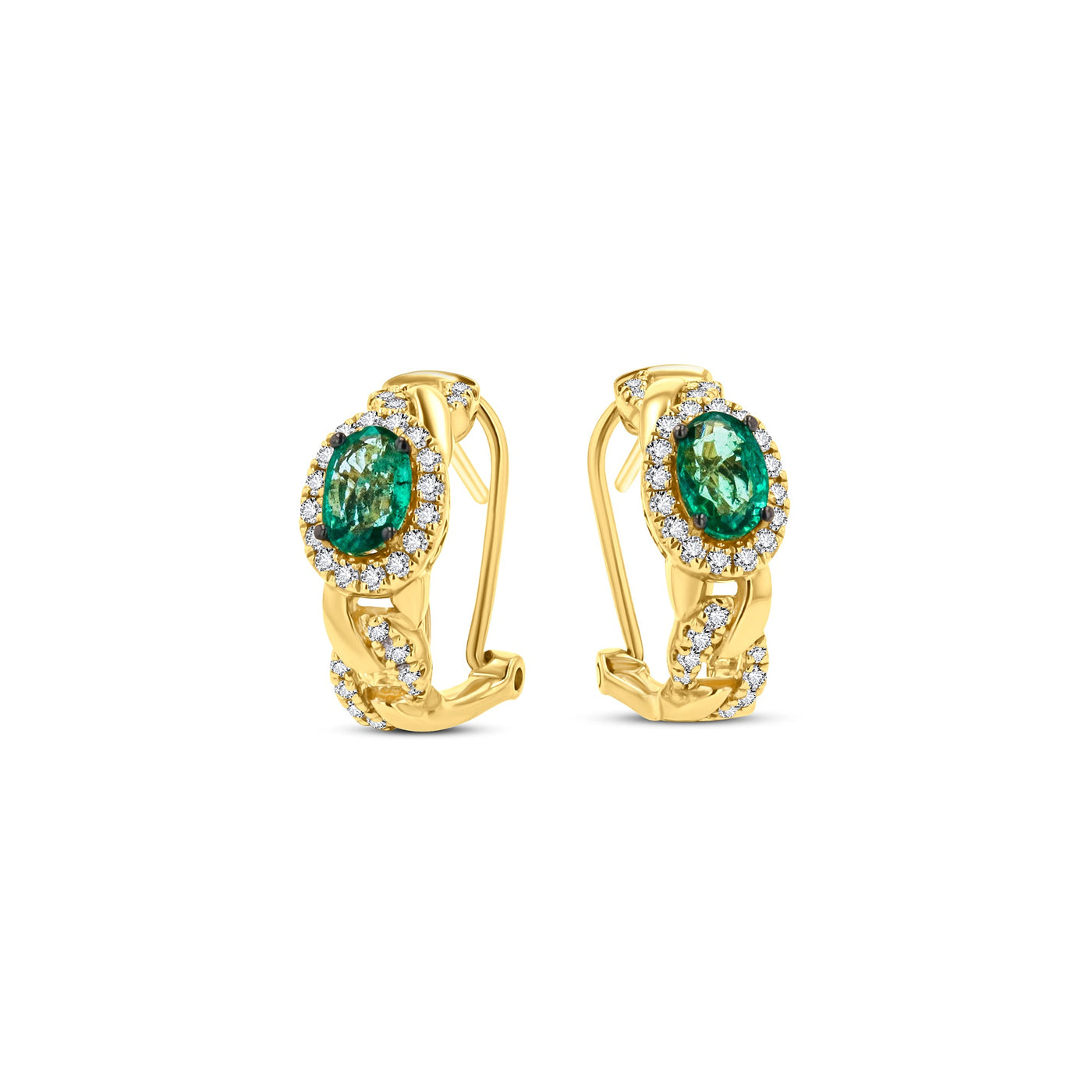 Lucchi 18k Yellow-Gold with Diamonds and Emerald - Earring Style 2