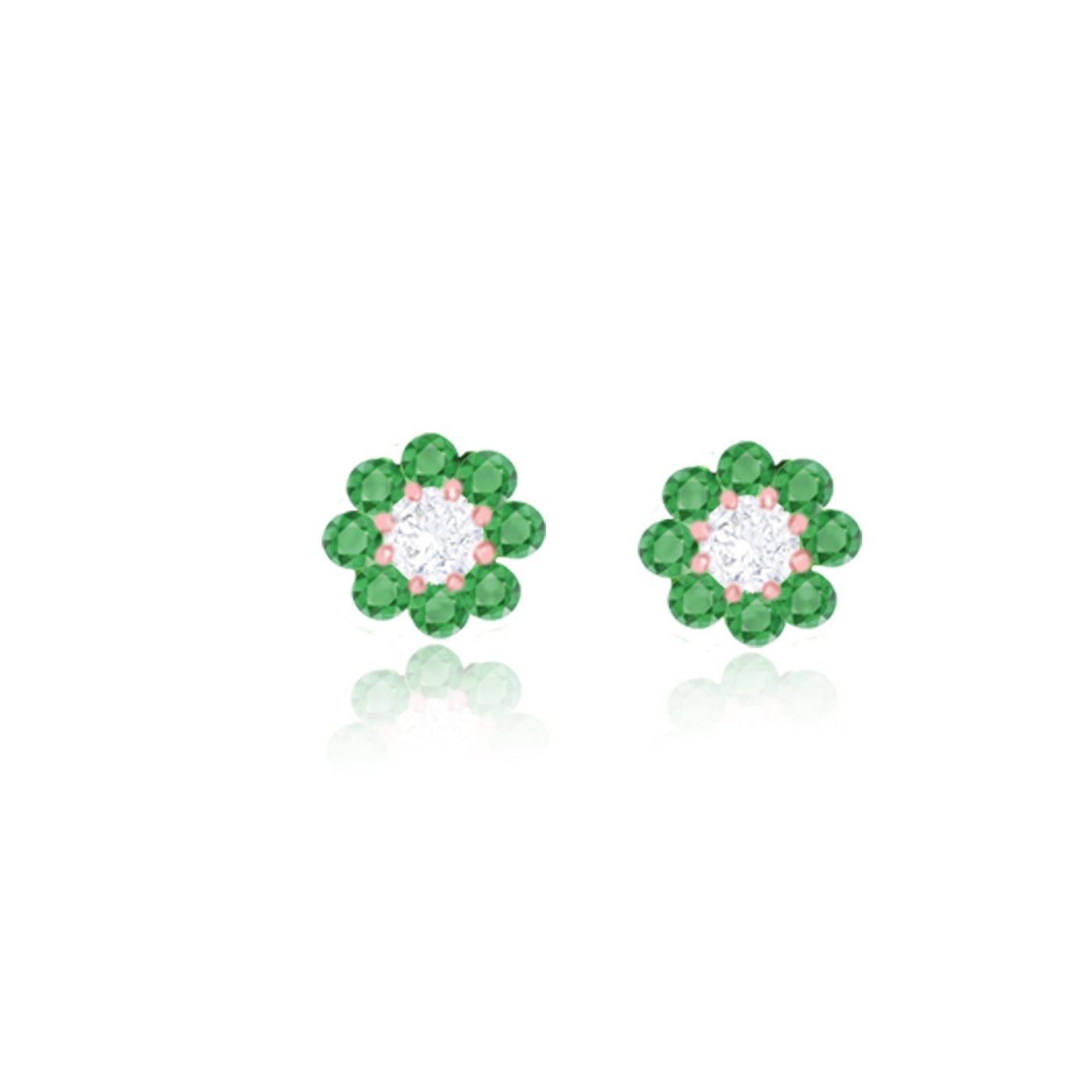 Lucchi 18k Rose Gold with Emerald and Diamonds - Earring Style 5