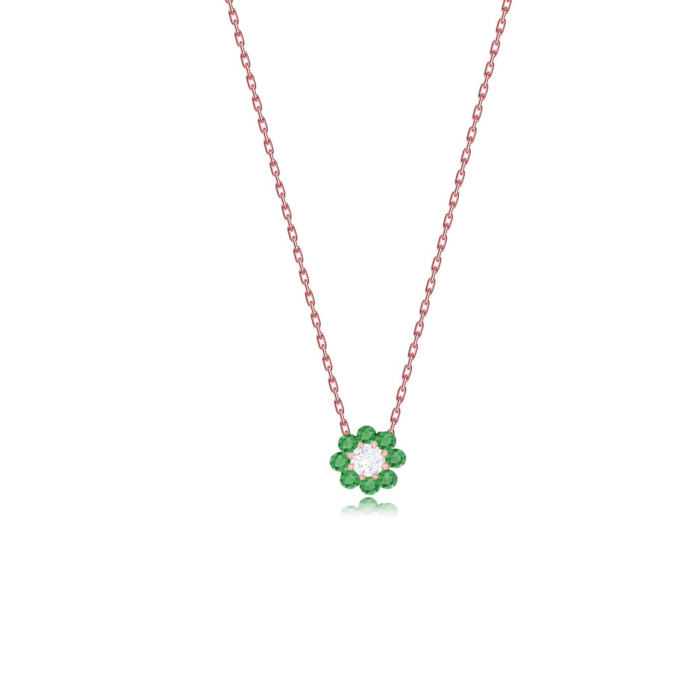 Lucchi 18k Rose Gold with Emerald and Diamonds - Necklace Style 2