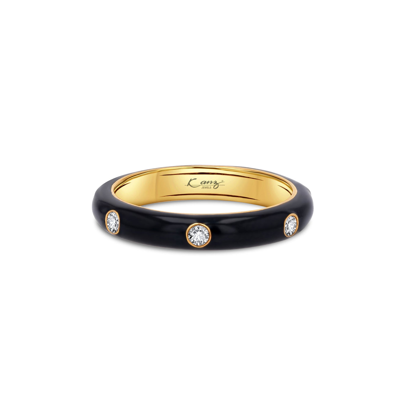 Lucchi 18k Rose-Gold with Black Enamel and Diamonds - Ring Style 6