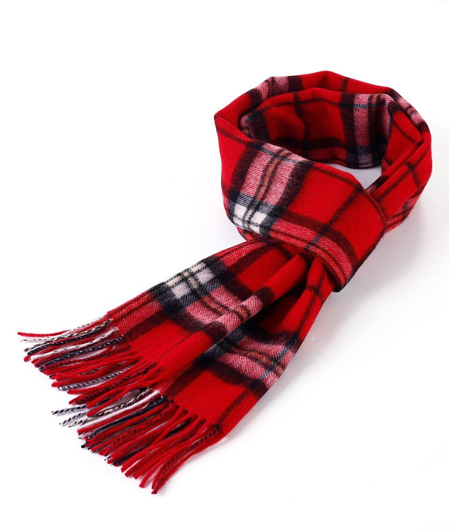 100% Pure Cashmere Scarf Scottish Thomson Red Check Design - Big Size