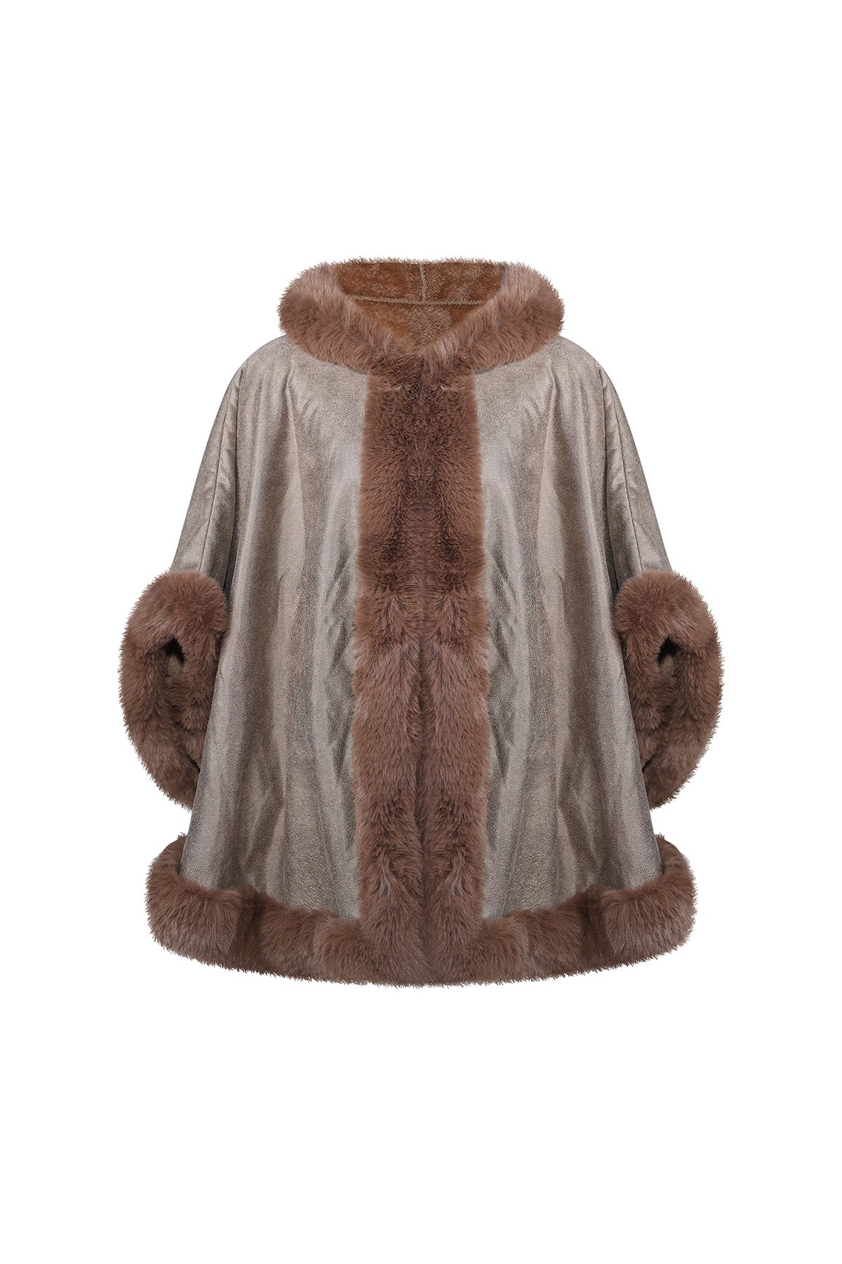 Scott Cashmere Women's Hooded Cape Exclusive Design - Brown