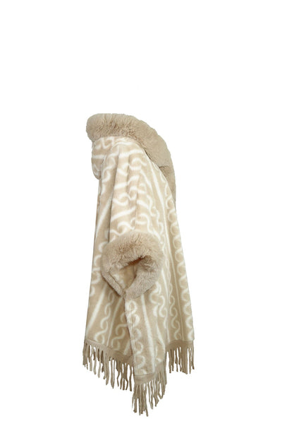 Scott Cashmere Women's Hooded Cape Exclusive Design - Cream